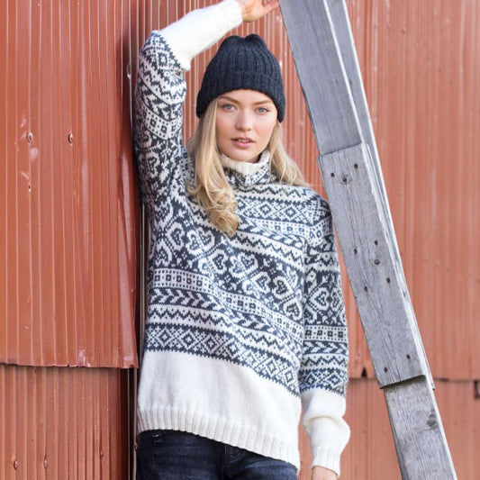 Strikk The Look: Solveig-genser natur/grå