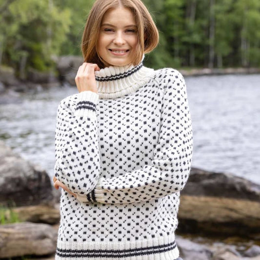Strikk The Look: Islender hvit/svart (lanolin-ull)