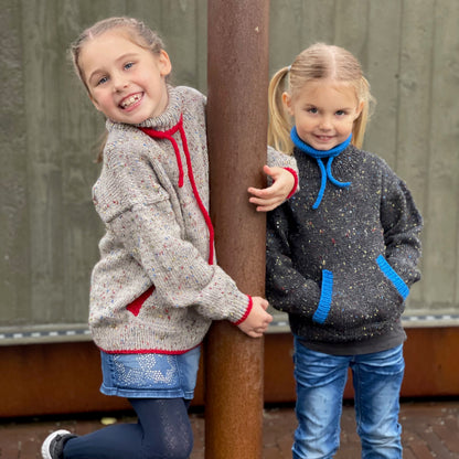 Strikk The Look: Sofus og Sophia-genser barn m/lomme koks tweed
