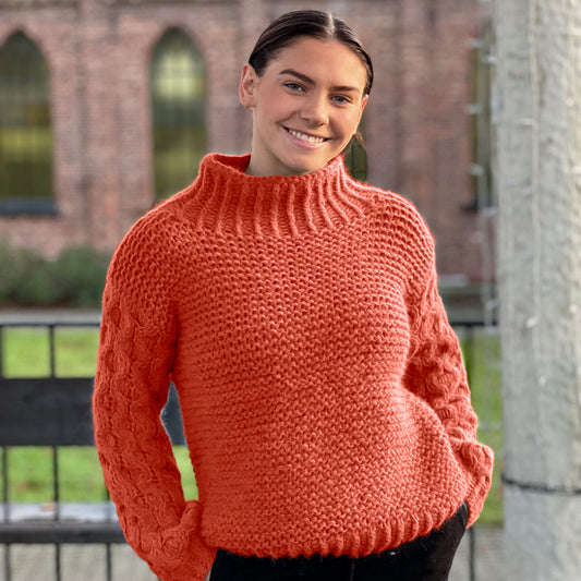 Strikk The Look: Chunky dream-genser lys burgunder