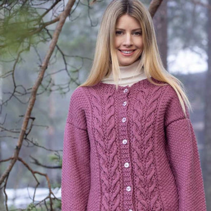 Strikk The Look: Rilja cardigan mørk rose