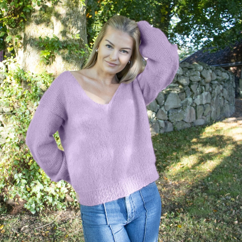 Strikk The Look: Amanda-genser lys lavendel