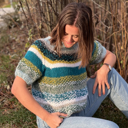 Strikk The Look: Anki-genser med kort erme lys petrol