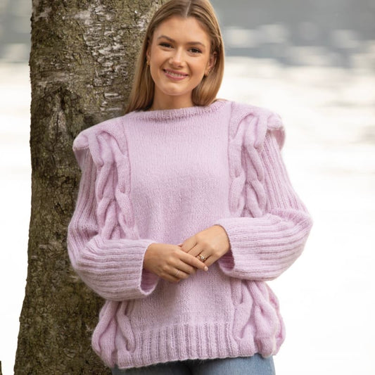 Strikk The Look: Asserson-genser lys rosa