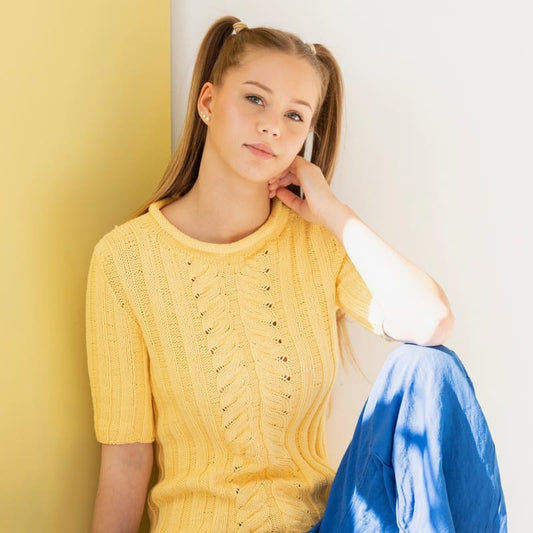 Strikk The Look: Blåne-topp gul