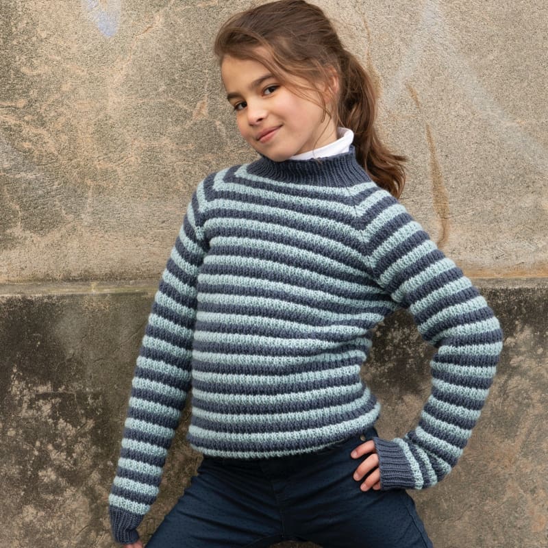 Strikk The Look: Chili-genser barn jeansblå