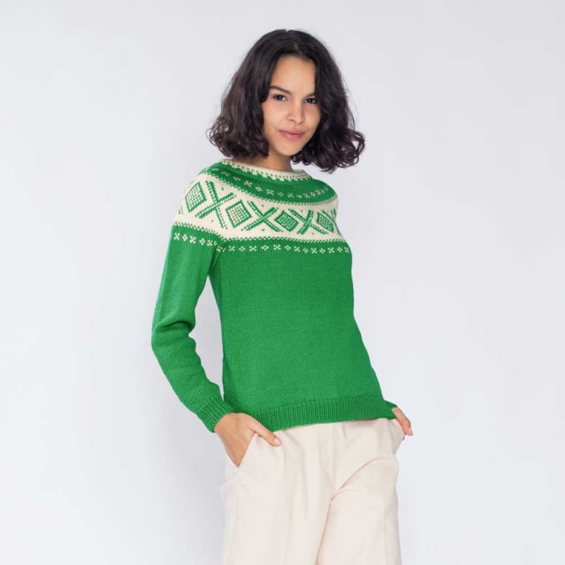 Strikk The Look: Cortina-genser skarp grønn