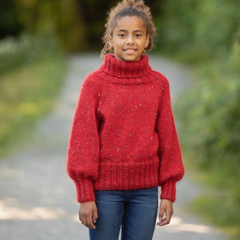 Strikk The Look: Debby-genser barn rød