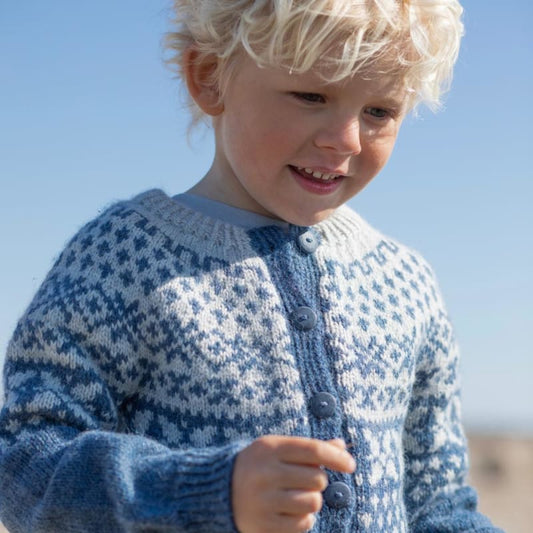 Strikk The Look: Dovrefjell-jakke denim barn
