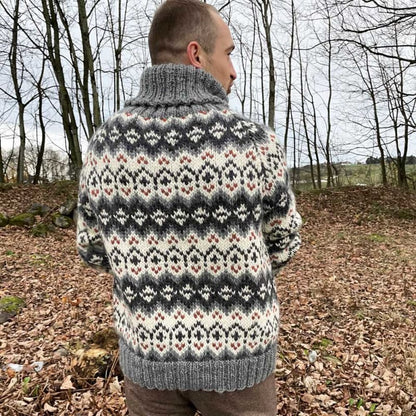 Strikk The Look: Drifa-genser herre grå/varm brun