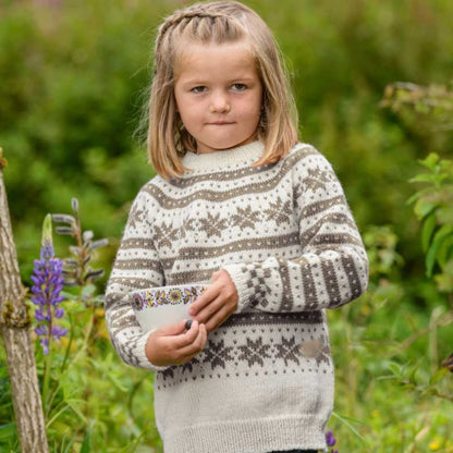 Strikk The Look: Fana-genser barn natur/lys brun