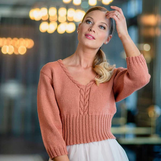Strikk The Look: Fiol-genser aprikos