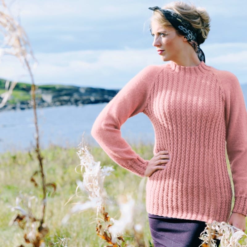 Strikk The Look: Augusta-genser med raglanfelling gammelrosa