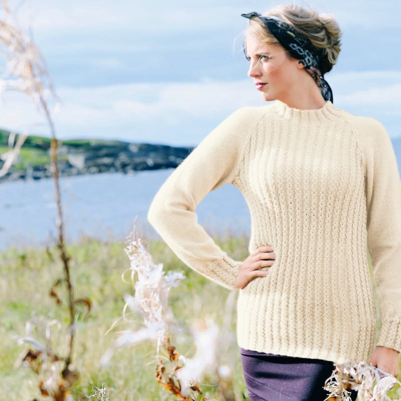 Strikk The Look: Augusta-genser med raglanfelling natur