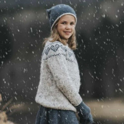 Strikk The Look: Hjerte-genser barn grå