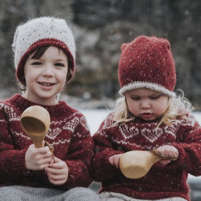 Strikk The look: hjerte-genser barn rød Tmp