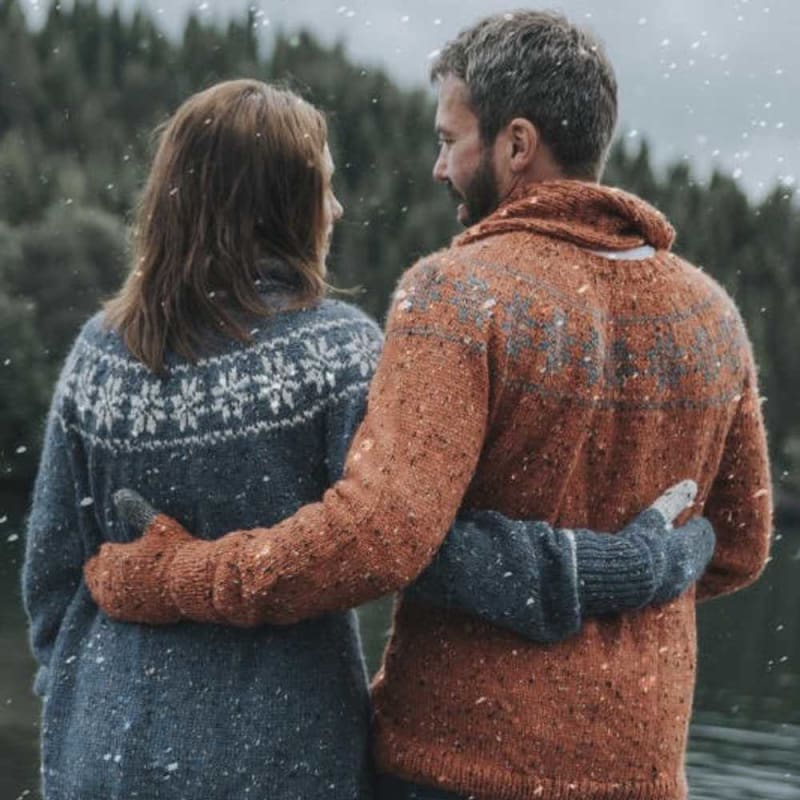 Strikk The Look: Hjerte-genser voksen rust