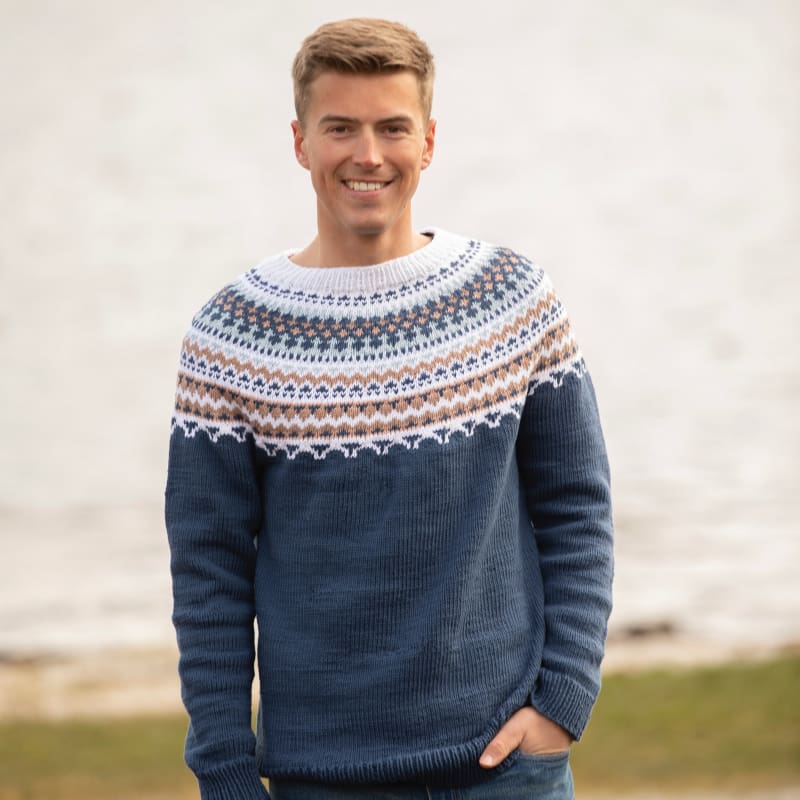 Strikk The Look: Kapers-genser jeansblå