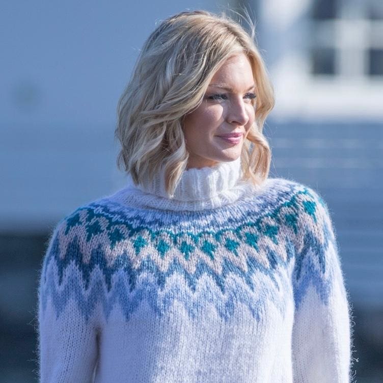 Strikk The Look: Kathrine-genser hvit og blå