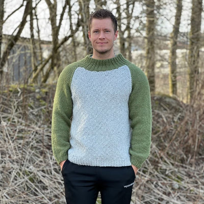 Strikk The Look: Kjekkas-genser grå/grønn