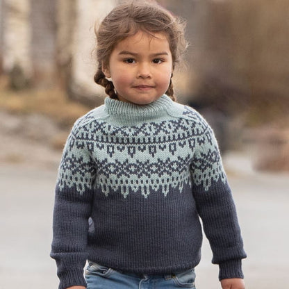 Strikk The Look: Krus-genser barn jeansblå