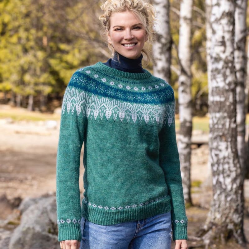 Strikk The Look: Kvitfjell-genser grønn melert