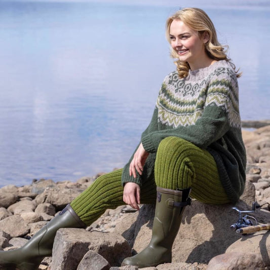 Strikk The Look: Leah-bukse vårgrønn melert