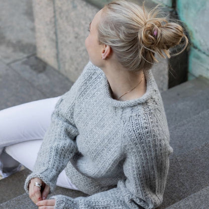 Strikk The Look: Lyra-genser lys grå melert