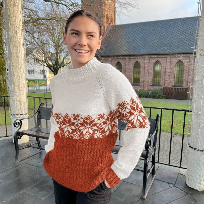Strikk The Look:  Lysefjord-genser brent oransje