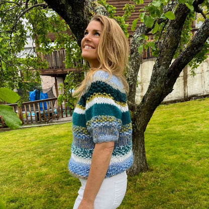 Strikk The Look: Anki-genser med kort erme blå