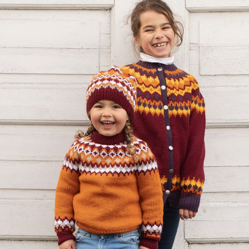 Strikk The Look: Nellik-genser og lue barn brent oransje