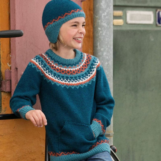 Strikk The Look: Nikko-genser og lue blågrønn