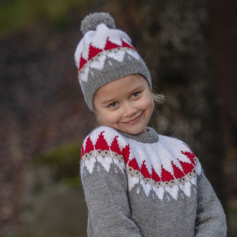 Strikk The Look: Nisse-genser og lue grå barn