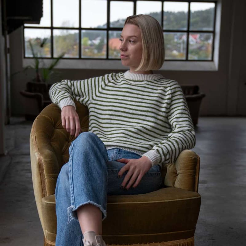 Strikk The Look: Noori-genser hvit/grønn