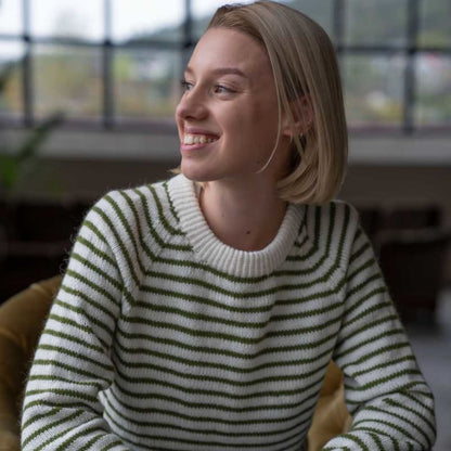 Strikk The Look: Noori-genser hvit/grønn