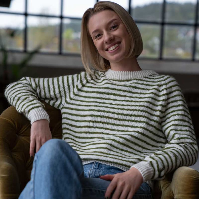 Strikk The Look: Noori-genser hvit/grønn