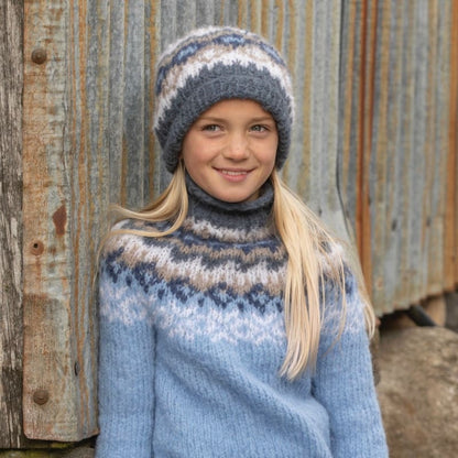 Strikk The Look: Nova-genser og lue barn lys blå