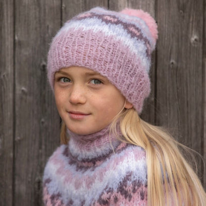 Strikk The Look: Nova-genser og lue barn lys rosa