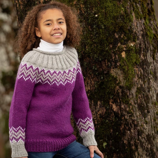Strikk The Look: Perlå-genser barn