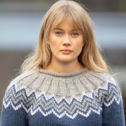 Strikk The Look: Perlå-genser blå