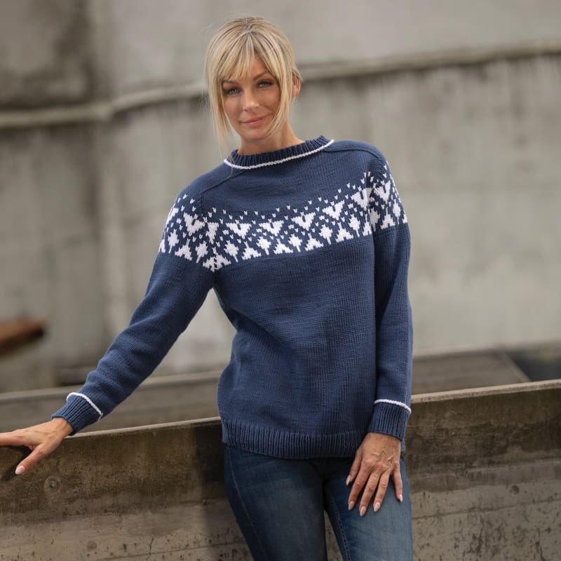 Strikk The Look: Piff-genser jeansblå