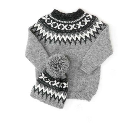 Strikk The Look: Raller-genser og lue barn grå