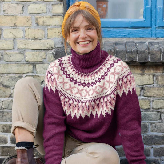 Strikk The Look: Rallar-genser Rødlilla pure merino