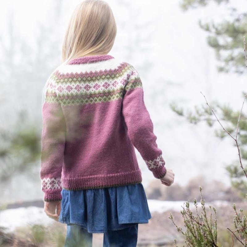 Strikk The Look: Rikke-genser barn mørk rose