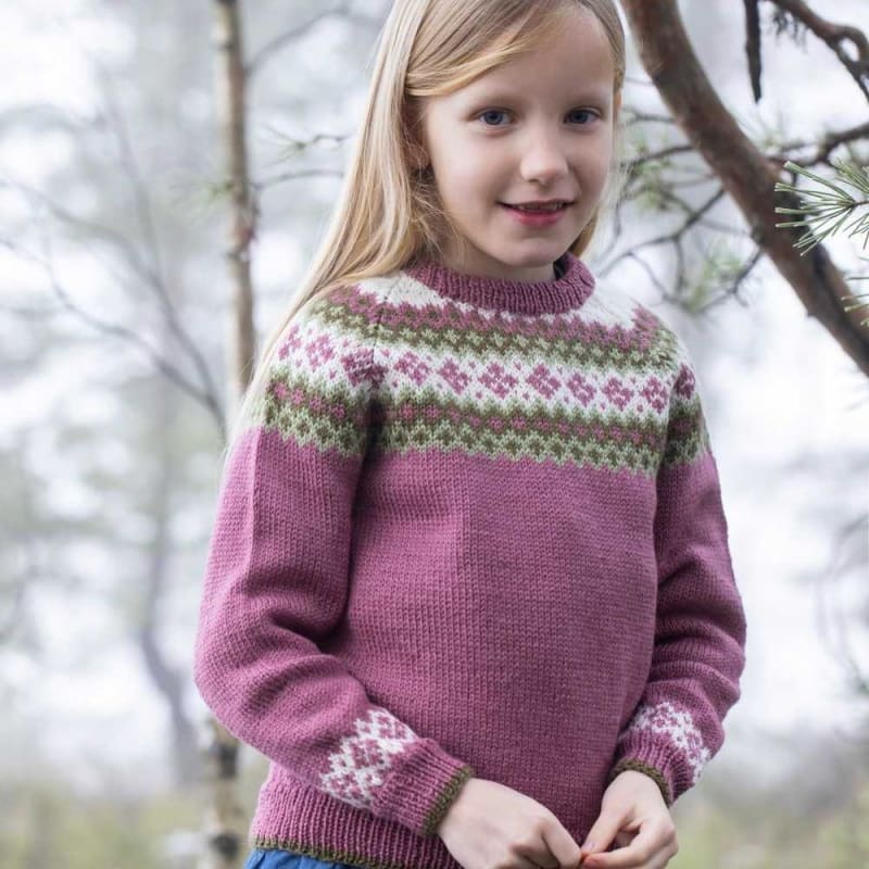 Strikk The Look: Rikke-genser barn mørk rose