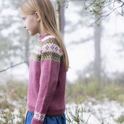 Strikk The Look: Rikke-genser barn mørk rose