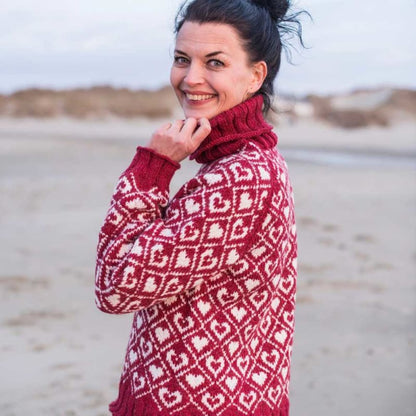 Strikk The Look: Sammen-genser rubinrød