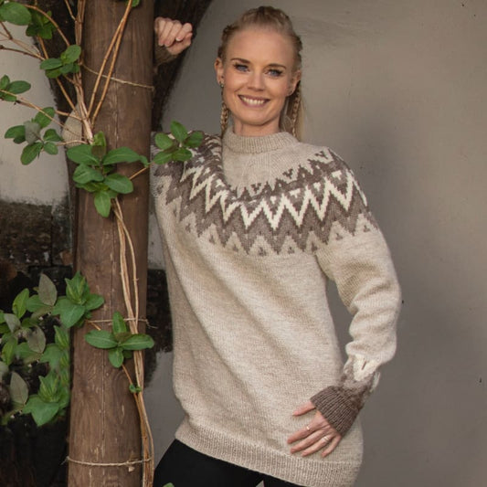 Strikk The Look: Solid-genser perlegrå-brun