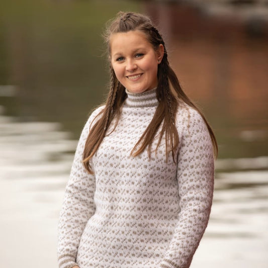 Strikk The Look: Trud-islender hvit/lys grå