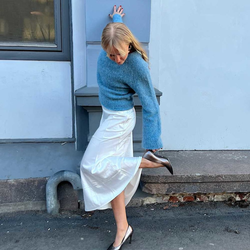 Strikk The Look: Rubina-genser lys denim